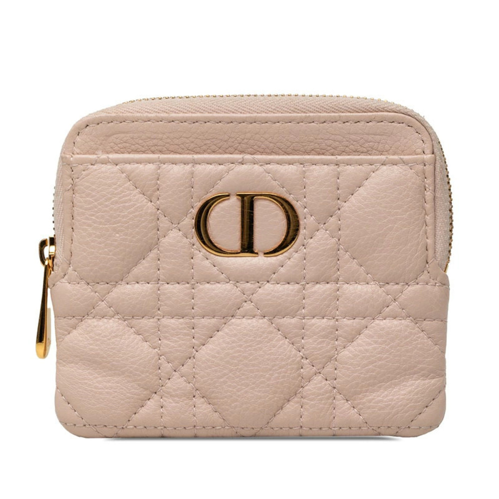 Christian Dior Cannage Caro Coin Purse Case Pink Lavender Lambskin